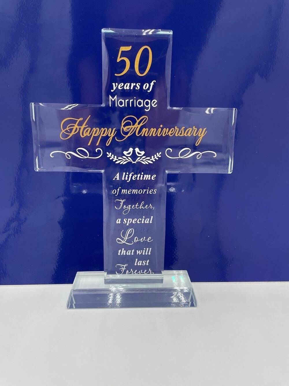 50th Wedding Anniversary Religious Cross Gifts for Parents or Grandparents